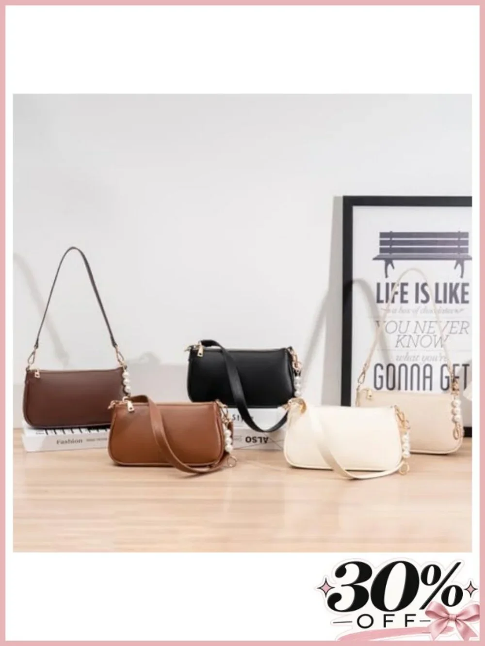 Vegan Leather Crossbody Shoulder Bag with 3 Detachable Straps